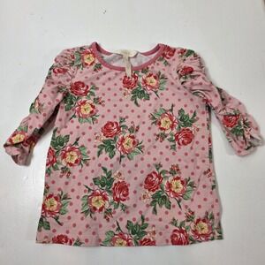 Matilda Jane girl's shirt Ruched Sleeve Pink Rose Polka Dot Brilliant Daydream 6